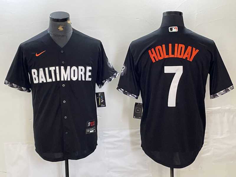 Men%27s Baltimore Orioles #7 Jackson Holliday Black 2023 City Connect Cool Base Stitched Jersey